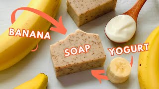 🍌 Banana Yogurt Soap Making | DIY Natural Cold Process Homemade Soap Recipe