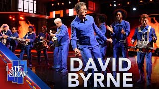 "Burning Down The House" - David Byrne feat. Stephen Colbert (LIVE on The Late Show)