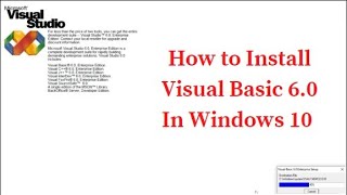 How to Install Visual Basic 6.0 | windows 10