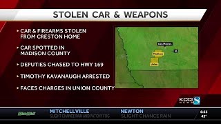 Iowa man charged with stealing car, firearms in Creston
