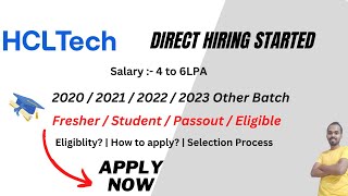 HCL Tech Off Campus drive 2023,2022,2021,2020 Batch - HCL Direct hiring | 4LPA😍✔️ #jobswithshubham