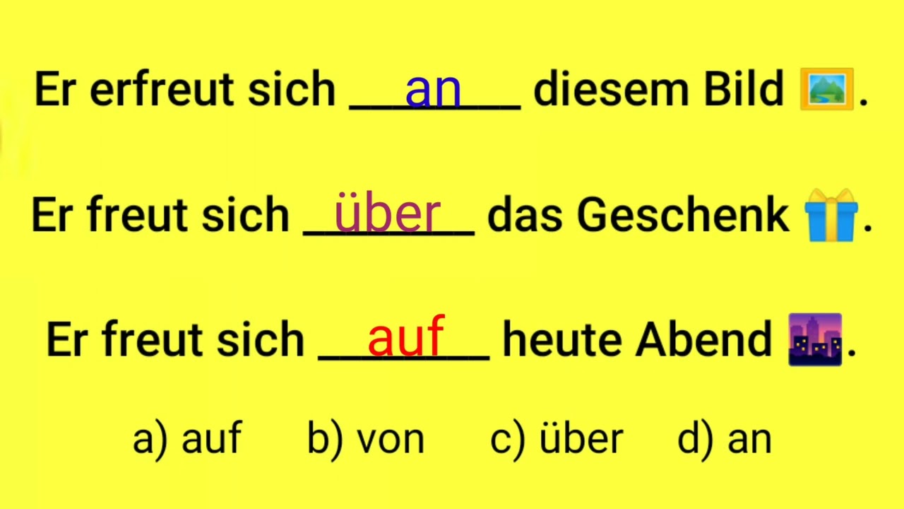 Aus Freude Auf über An, Sich Freuen über, Verben Präposition, Sprechen ...