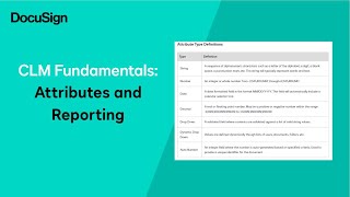 Core CLM Fundamentals Attributes and Reporting