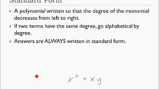 5 Minute Math: Like Terms 3 (polynomial definitions)