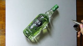 Drawing timelapse: a bottle of Oddka - hyperrealistic art