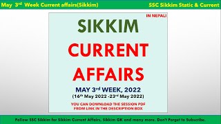 Sikkim Current Affairs | May 3rd Week | 2022