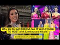 Why did MJ Lastimosa feel it was TOUGH TO HOST with Catriona and Nicole?