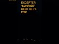 excepter sunrise 2008 debt dept.