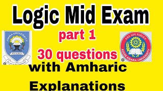 Logic Mid Exam Chapter 1 Based Questions Freshman Ethiopia Remedial By