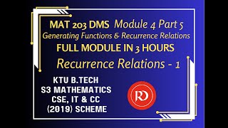 KTU B.Tech Maths 3rd Sem / Module 4 / Part 5 / Generating Functions & Recurrence Relations