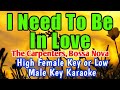 I Need To Be In Love The Carpenters Bossa Nova High Female Key or Low Male Key Karaoke