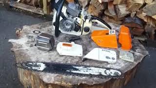 Stihl 034 Vintage Chainsaw. Detailed complete overview.