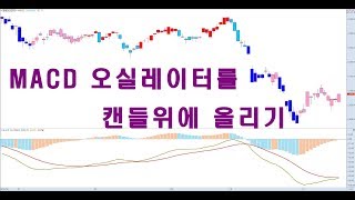 ✔주식강의실 MACD 오실레이터를 캔들위로 올려 봅니다.