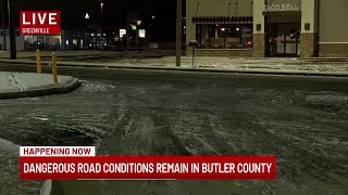 Dangerous road conditions remain in Butler County Wednesday morning - 6 a.m.