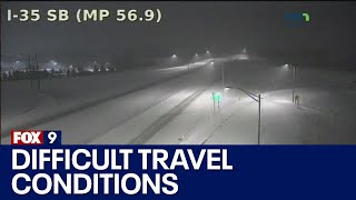 Difficult travel conditions expected in portions of Minnesota on Tuesday