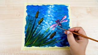 Easy & Simple Dragonfly Acrylic Painting Step by Step For Beginners / Satisfying