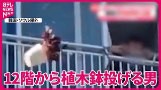 【韓国】12階から植木鉢投げる男  警察の特殊部隊が出動