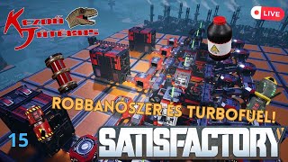 Satisfactory 15.rész - Robbanószer és Turbofuel gyártás! (Még több VONAT!) - Kezdő-Live