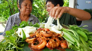 ตำหนวดหมึก แซ่บ!! | อร่อยนัวร์