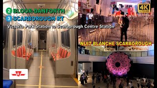 TTC POV Walk: Victoria Park Station to Scarborough Centre Station (Nuit Blanche 2022 Part 1/4)【4K】