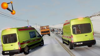 СРОЧНО СПАСАТЬ ПАЦИЕНТОВ! ДВЕ СКОРЫЕ УЛЕТЕЛИ В СУГРОБЫ | BeamNG.drive