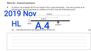 IB Physics N18 A.4 Rigid Body Mechanics || A uniform rod of weight 36.0 N and length 5.00 m rests ||