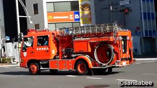 PA連携現場へ緊急走行する消防車。Fire engine toward the rescue operation