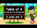 Table of 4 # 4 one ja 4 ❌# right is 4 ones are 4 👍# funny way to learn tables for toddlers.