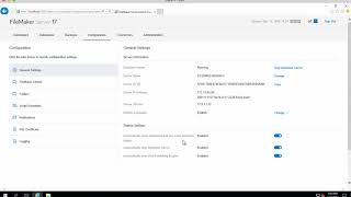 FileMaker Server 17 admin console