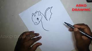 How to draw a dragon for kids   Dragon drawing   simple dragon drawing   cute dragon drawings