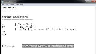 Unix: String Operators in shell scripting