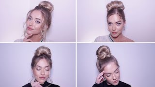 4 HIGH MESSY BUN HAIRSTYLES COMPILATION | QUICK % EASY HIGH BUNS FOR THIN HAIR