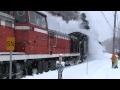 川湯温泉駅でのＳＬ重連「冬の湿原号」