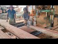 extraordinary the process of sawing red stone meranti wood