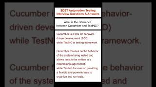 What is the difference between Cucumber and TestNG? SDET Automation Testing Interview