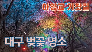 대구 벚꽃 명소, 아양교 - 공항교 벚꽃길, 1Km정도 계속되는 벚꽃 터널. 지금 영상은 야간에 촬영한 거에요.