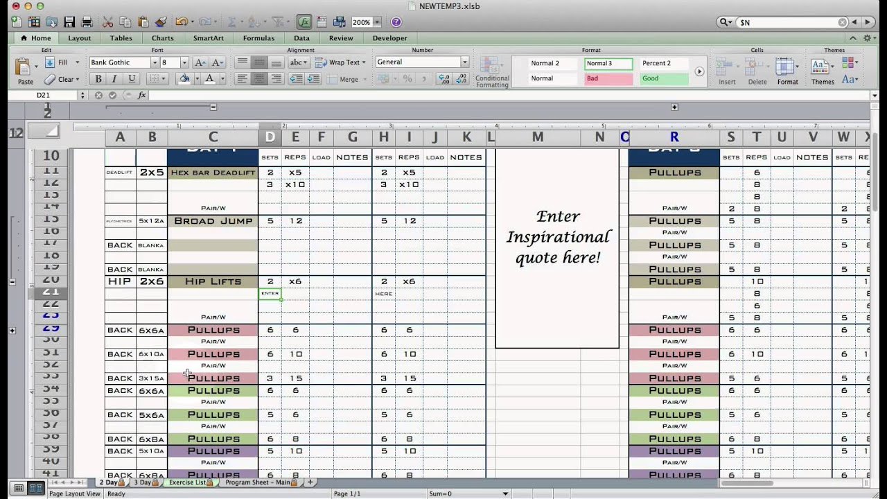 How To Create A Workout Plan On Excel Infoupdate Org