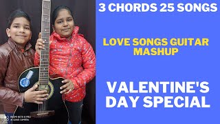 Love Songs Guitar Mashup || Valentine's Day Special || 3 Chords 25 songs || Easy Guitar Chords ||