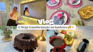 VLOGÃO fim de semana ✨FIZEMOS UMA TRANSFORMAÇÃO NO BANHEIRO, croissant caseiro e bolo de cenoura