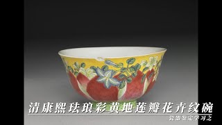 瓷器鉴定学习之清康熙珐琅彩黄地莲瓣花卉纹碗