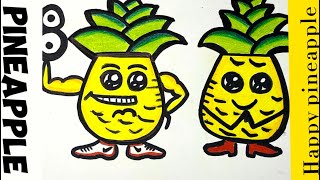 Easy Pineapple Drawing for Kids | Simple and Fun Tutorial