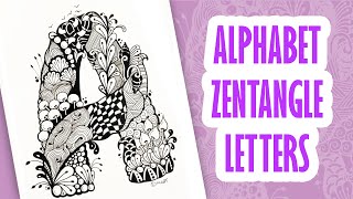 zentangle art alphabet a || alphabet zentangle a || alphabet doodling a