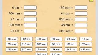 Základní převody jednotek délky (mm,cm; procvičování) , Matýskova matematika 8. díl, str. 51, cv. 1