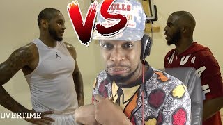 WOAH MELO PLAYING DEFENSE?! CARMELO ANTHONY vs CHRIS PAUL 1 ON 1 REACTION!