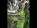 A canal built on a cliff in Wulong District, Chongqing  挂壁水渠