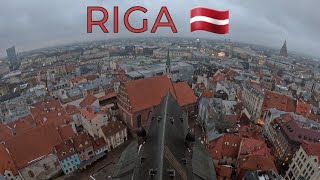 on top of a church tower, views of COLD riga