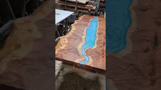 Redwood Burl River Table #fusionflatworks #epoxy #oregonburls #rarewood #redwoodburl #epoxyart