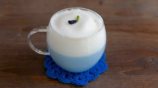 Blue Butterfly Flower Pea Tea Latte | Latte bleu thé Papillon | wa's Kitchen