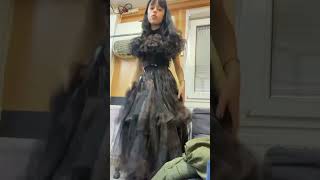 Jenna Ortega tries on Wednesday's prom dress 👗