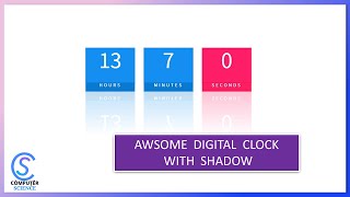 Digital clock with shadow | HTML CSS JavaScript | Computer Science